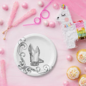 Glitzer High Heel Schuhe Pappteller (Party)