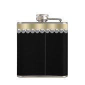 Glitzer High Heel Schuhe Schwarz und Gold Flachmann (Rückseite)