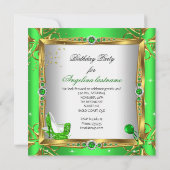 Glitzer High Heel Schuhputze Lime Green Gold Party Einladung (Rückseite)