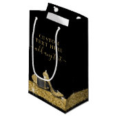 Glitzer High Heels Black Gold Kleine Geschenktüte (Vorderseite Schrägansicht)