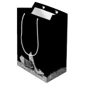 Glitzer High Heels Black Silver Personalisiert Mittlere Geschenktüte (Rückseite Schrägansicht)