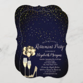 Glitzer High Heels, Confetti Blue Retirement Party Einladung (Vorne/Hinten)