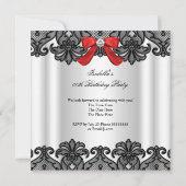 Glitzer High Heels Red Lace Diamond Silver Party 3 Einladung (Rückseite)