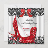 Glitzer High Heels Red Lace Diamond Silver Party 3 Einladung (Vorderseite)