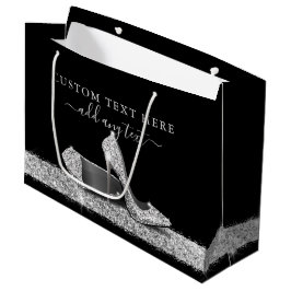 Glitzer High Heels Silver Black Personalisiert Lar Große Geschenktüte