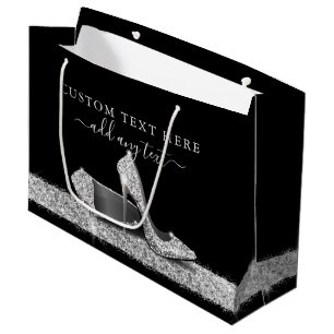Glitzer High Heels Silver Black Personalisiert Lar Große Geschenktüte