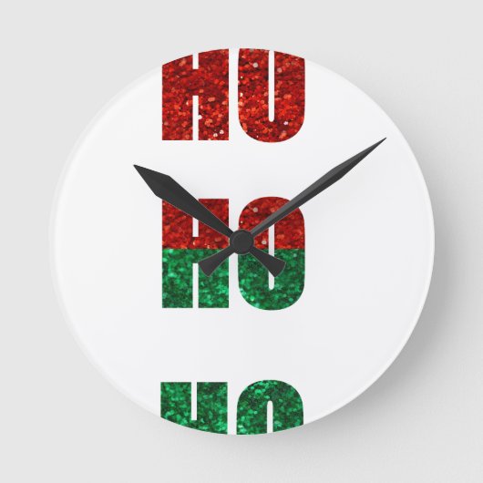 Glitzer ho ho ho runde wanduhr (Vorderseite)
