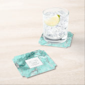 Glitzer Hochzeit Aquamarin Silver ID644 Untersetzer (Vor Ort)