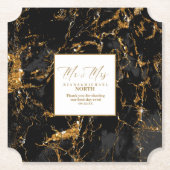 Glitzer Hochzeit Mr. & Mrs. Black Gold ID644 Untersetzer (Vorderseite)