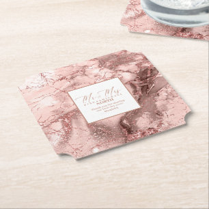 Glitzer Hochzeit Mr. & Mrs. Rose Gold ID644 Untersetzer