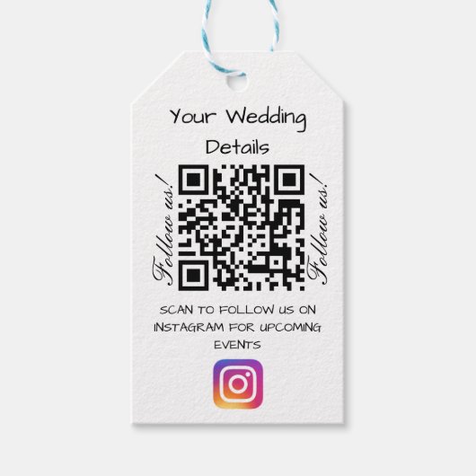Glitzer Hochzeit-QR-Scanner Geschenkanhänger (Vorderseite)