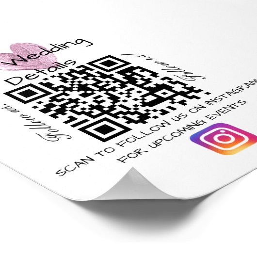 Glitzer Hochzeit-QR-Scanner Poster (Ecke)