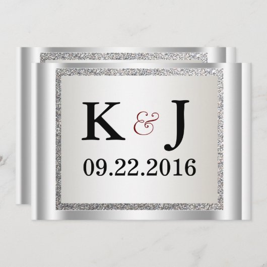 Glitzer Hochzeitsreise Einladung (Vorne/Hinten)