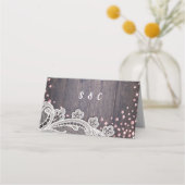 Glitzer Hochzeitssaison in Spitzenholz rustikale P Platzkarte (Rückseite)