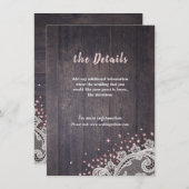 Glitzer Hochzeitsszenario aus Spitzenholz rustikal Begleitkarte (Vorne/Hinten)