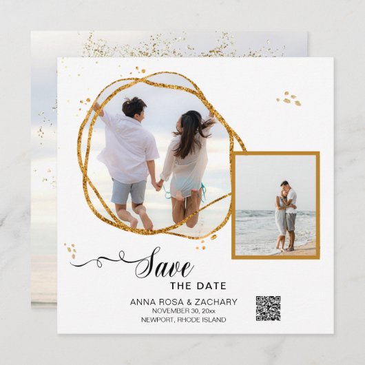 *~* Glitzer - Hochzeitwebsite AR6 Save the Date QR (Vorne/Hinten)
