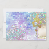 Glitzer holografisch rosa Goldbarsch Konfetti Mädc Einladung (Rückseite)