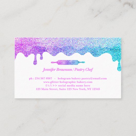 Glitzer Hologramm Kochen Backwaren Logo Visitenkarte (Rückseite)