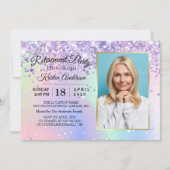 Glitzer Holographic Funkelnd Gold Retirement Party Einladung (Vorderseite)