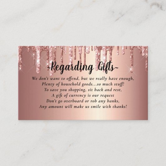 Glitzer Honeymoon Fund Brautparty oder Hochzeit Begleitkarte (Vorderseite)