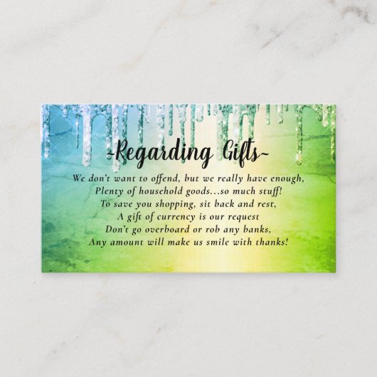 Glitzer Honeymoon Fund Brautparty oder Hochzeit En Begleitkarte (Vorderseite)