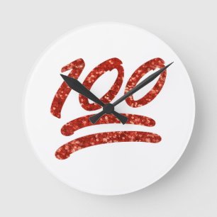 Glitzer hundert emoji runde wanduhr