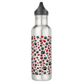 Glitzer Hundeschleife und rote Herzen Edelstahlflasche (Links)