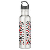 Glitzer Hundeschleife und rote Herzen Edelstahlflasche (Rückseite)
