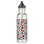 Glitzer Hundeschleife und rote Herzen Edelstahlflasche (Rechts)