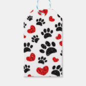 Glitzer Hundeschleife und rote Herzen Geschenkanhänger (Vorderseite)