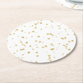 Glitzer Imitate Gold Confetti Hochzeitsempfang Par Runder Pappuntersetzer (Angewinkelt)