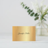 Glitzer Imitate Gold Hand Script Elegante Kalligra Visitenkarte (Stehend Vorderseite)