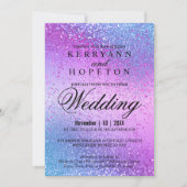 Glitzer in Blau und Rosa Einladung (Vorderseite)