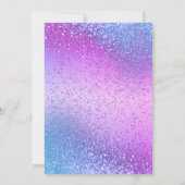 Glitzer in Blau und Rosa Einladung (Rückseite)