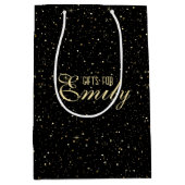 Glitzer in Goldtönen und Glitzern in Schwarz Mittlere Geschenktüte (Vorderseite)