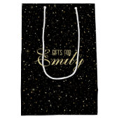 Glitzer in Goldtönen und Glitzern in Schwarz Mittlere Geschenktüte (Rückseite)