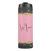 Glitzer in Rosa, Schwarz und Gold Thermosbecher (Vorderseite)