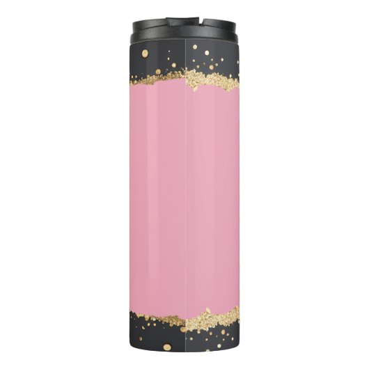 Glitzer in Rosa, Schwarz und Gold Thermosbecher (Rückseite)