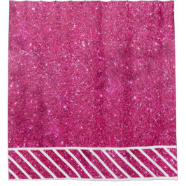 Glitzer in Rosa und Weiß Streifen Modern künstleri Duschvorhang