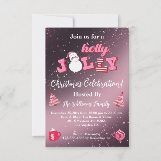 Glitzer in Rosa Weihnachtslieder Party Einladung (Vorderseite)