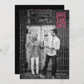 Glitzer in Schwarz und Rosa Save the Date Typograf Einladung (Vorne/Hinten)