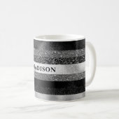 Glitzer in Schwarz und Silber Kaffeetasse (VorderseiteRechts)