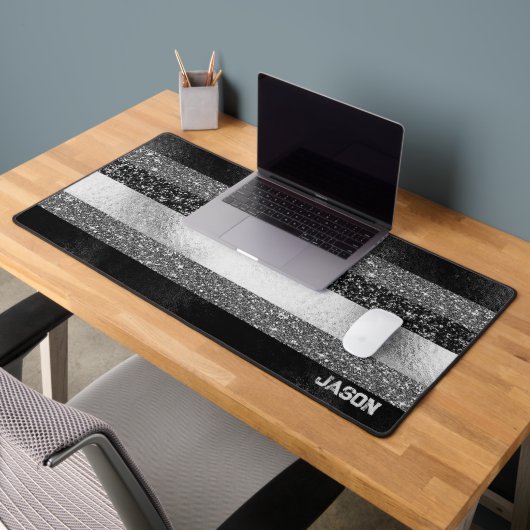 Glitzer in Schwarz und Silber Schreibtischunterlage (Büro 2)