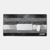 Glitzer in Schwarz und Silber Schreibtischunterlage (Tastatur & Maus)