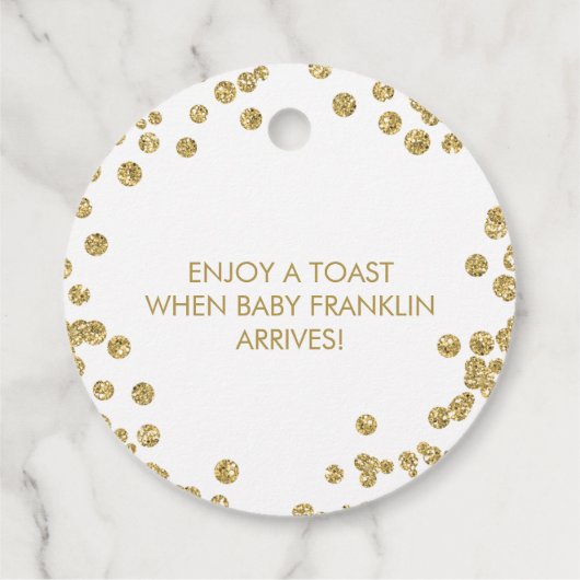 Glitzer in Weiß und Gold Pop, wenn sie Pop Geschenkanhänger (Rückseite)