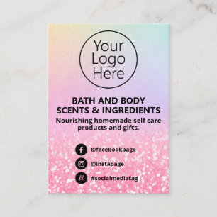 Glitzer-Inhaltsverzeichnis für Pastell- und Rosa- Visitenkarte