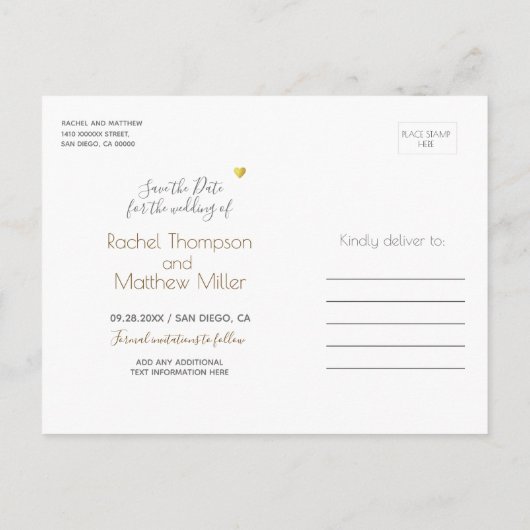 Glitzer + Initialen Save the Date Ankündigungspostkarte (Rückseite)