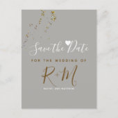 Glitzer + Initialen Save the Date Ankündigungspostkarte (Vorderseite)