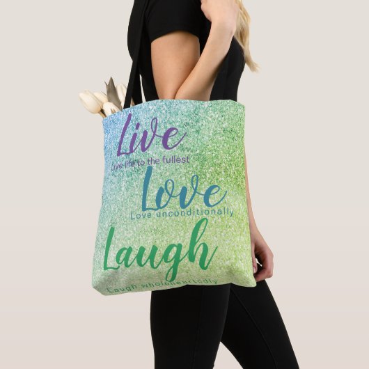 Glitzer Inspirierte Live-Liebe Laugh Blue Green Li Tasche (Von Nahem)