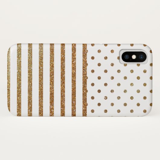Glitzer iPhone X Case für weiße und goldene Imitat (Rückseite (Horizontal))